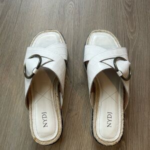 NYDJ Cream Espadrille Slide Sandals